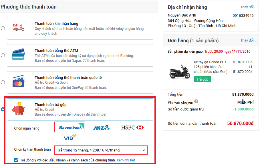 mua xe trả góp